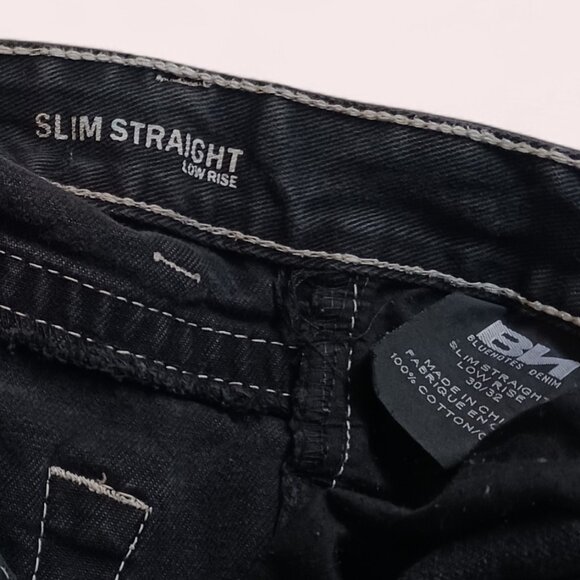 Bluenotes 30x32 Slimstraight Low Rise Jeans 100% Cotton Y2K Dark Wash - Picture 10 of 16